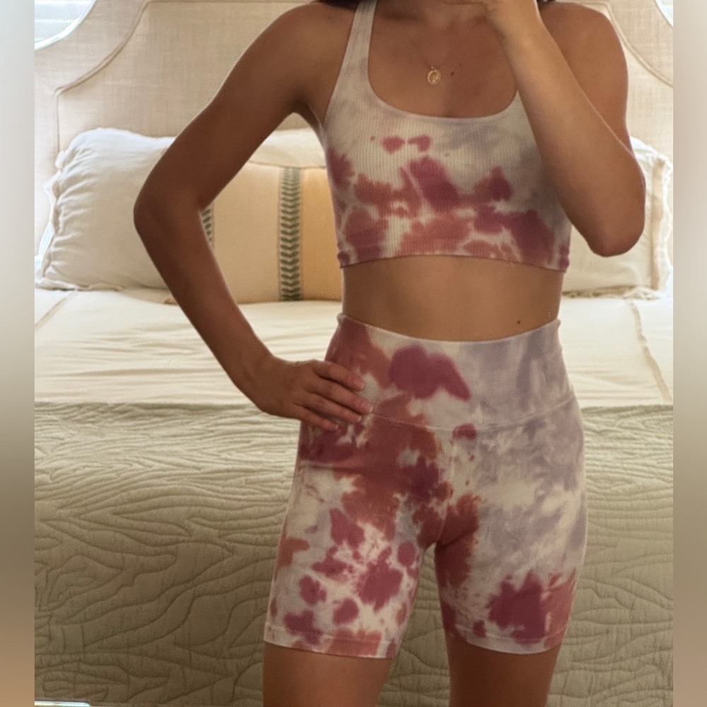Spiritual Gangster tie dye biker short set